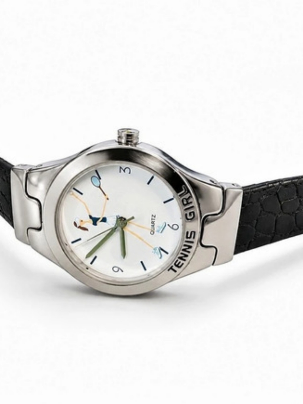 The Girls Tennis Girl Watch in Black & Silver Like New - Picture 3 of 8